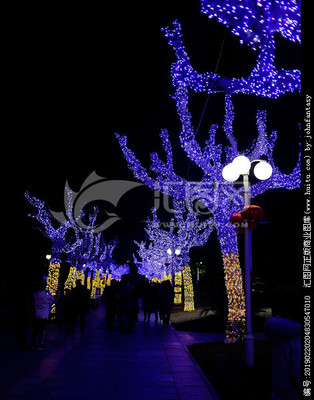 浙江蘭溪中洲公園藍色彩燈 水岸夜色的浪漫新章